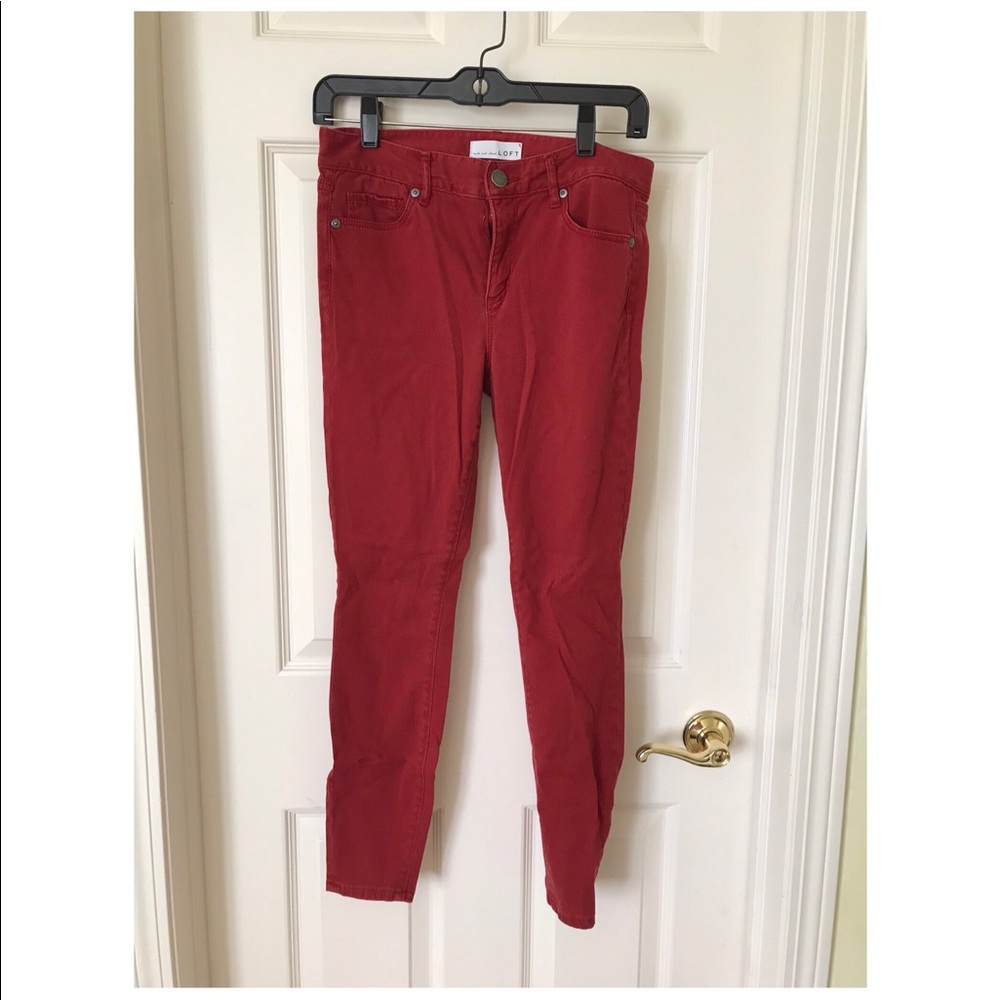 Loft red skinny jean/leggings 4